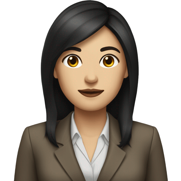 Female defense attorney with long black hair with brown suit emoji