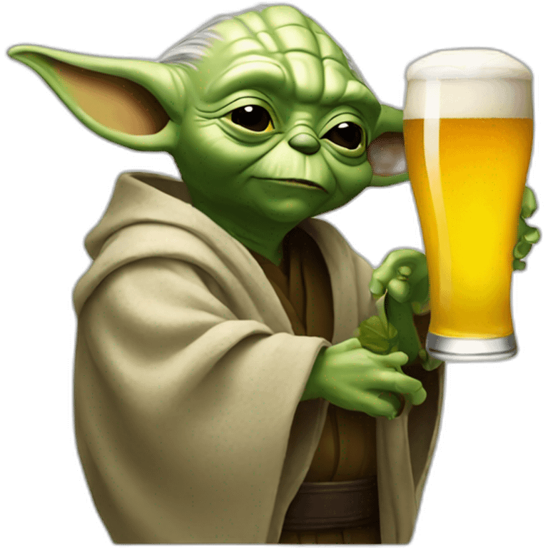 Yoda drinking a beer emoji