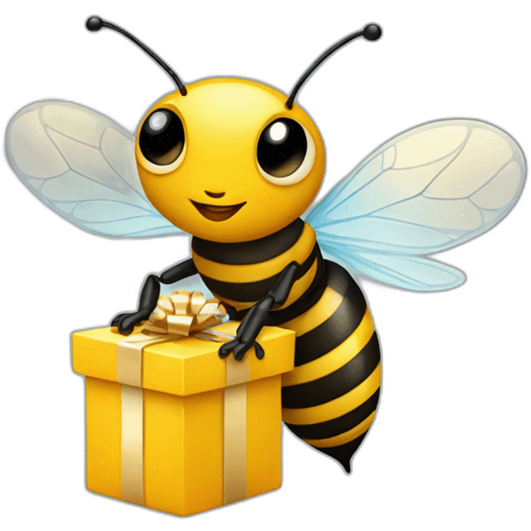 Bee with a gift box on his hands  emoji