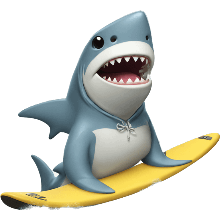 Shark wearing a hoodie and on a surf board emoji