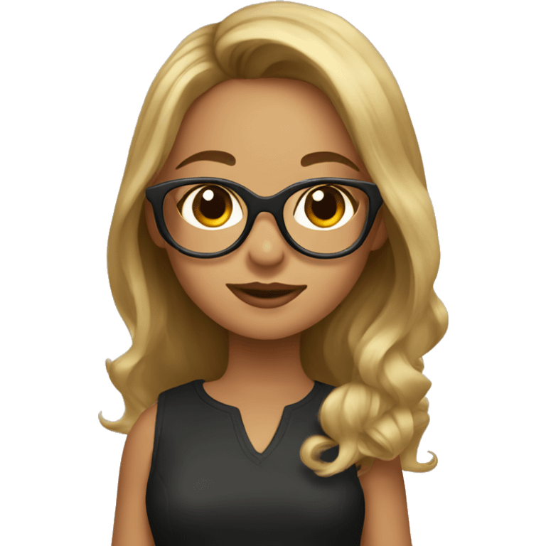 girl with brown and blonde highlights and glasses with baby  emoji