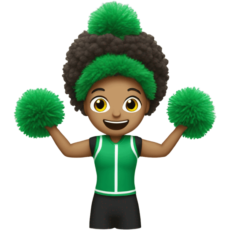 Cheerlecding with green Pom poms emoji