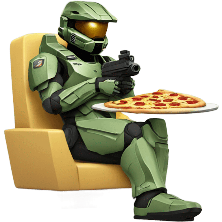 Master chief eating a pizza emoji