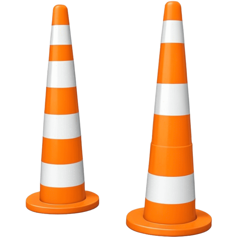 Two orange and white conical traffic bollards with a caution tape stretched between them, marking a restricted or blocked area emoji