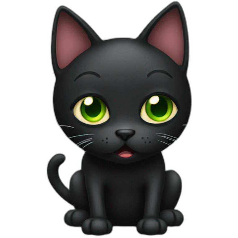 black cat with vomiting and eyes emoji