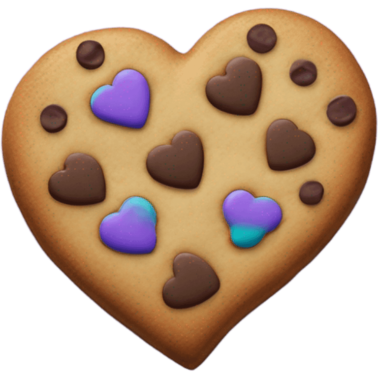 Purple teal chocolate chip heart cookie emoji