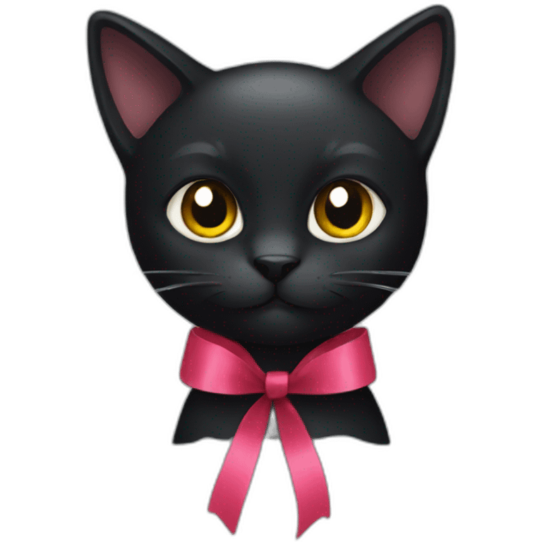 black cat with ribbon  emoji