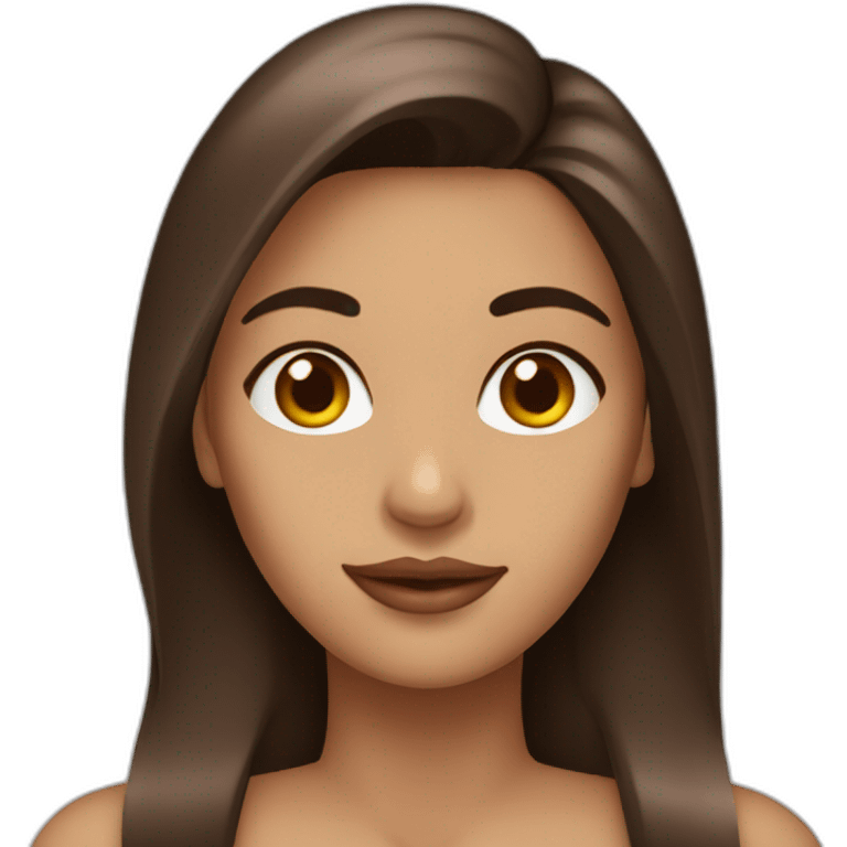 Rostro de mujer con pecas, pelo largo color chocolate emoji