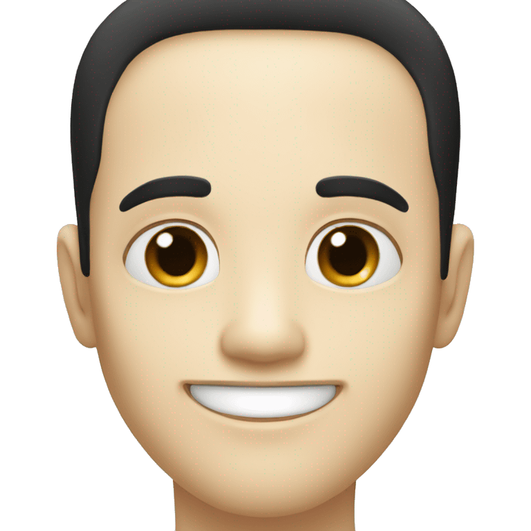 Pale man with black hair and black eyes, little stubble. He's smiling and looks friendly emoji