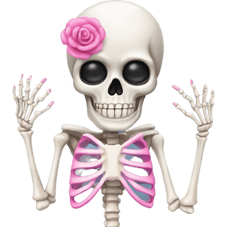 Skeleton with pink nails emoji