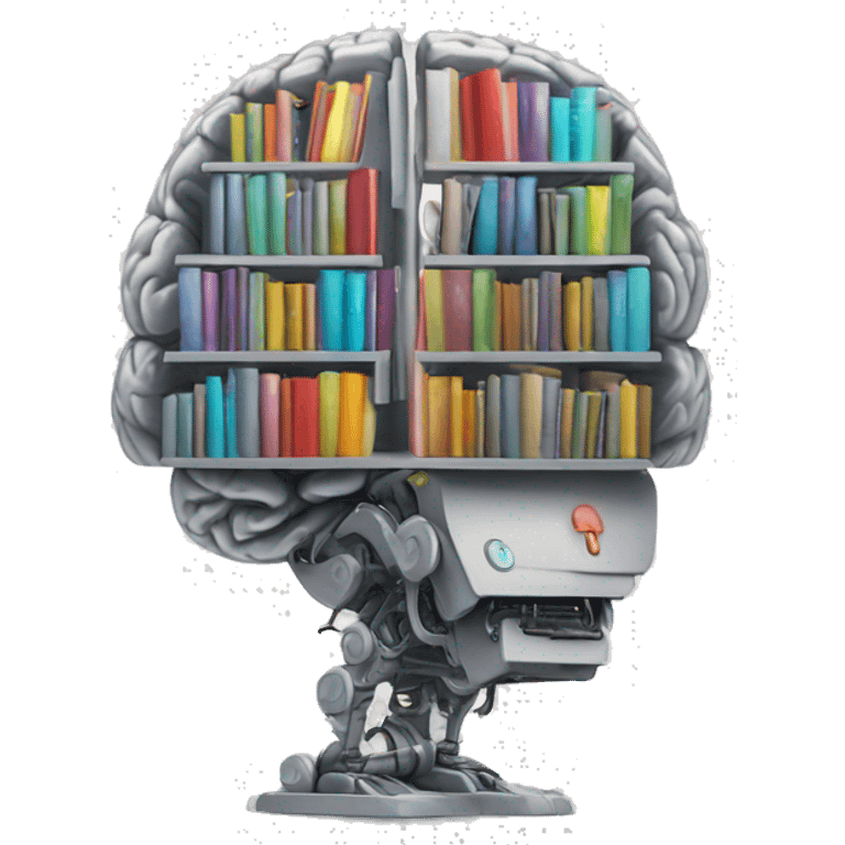 mechanical robotic brain containing books inside  emoji