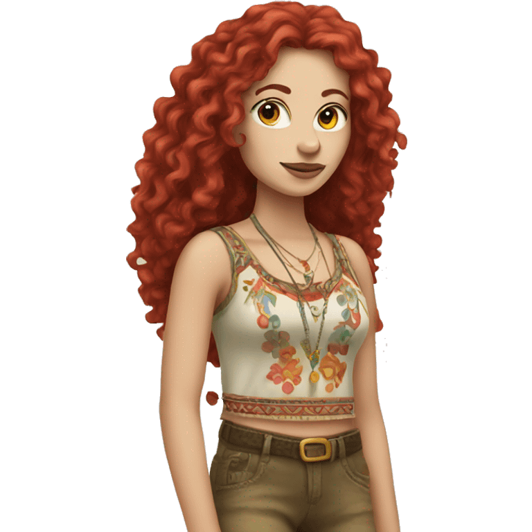 White Woman red curls hippie emoji