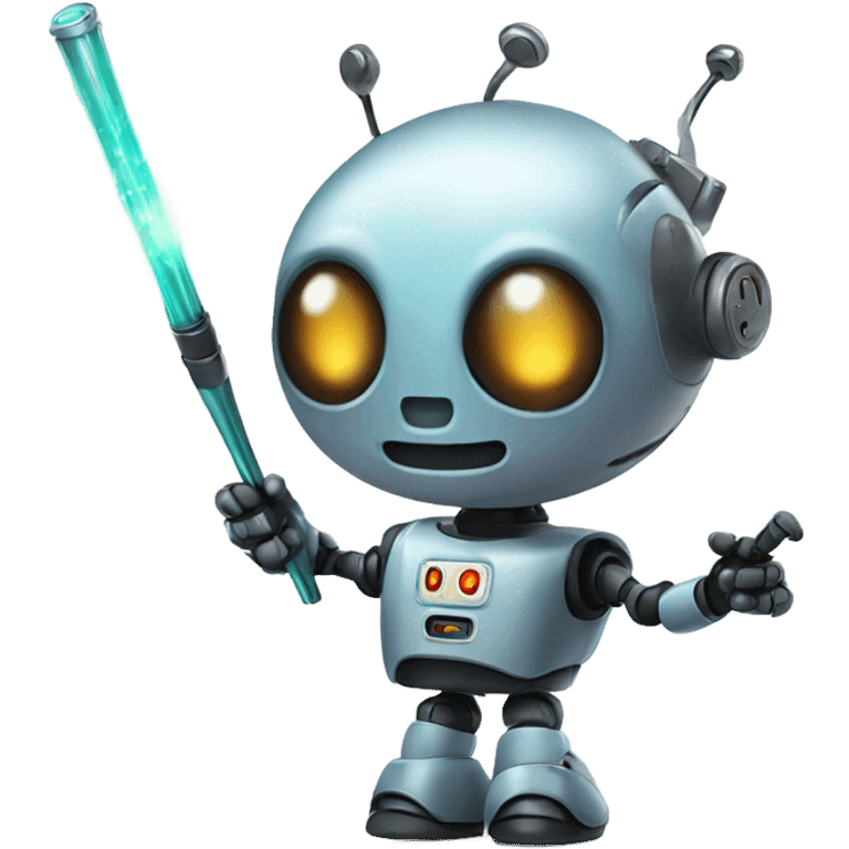 cute robot holds a magic wand emoji