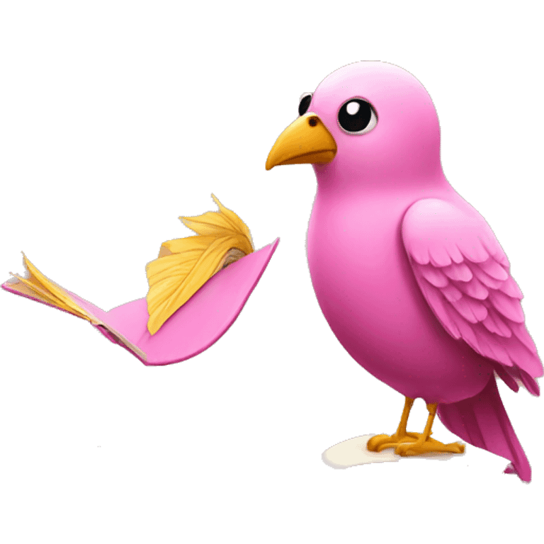 Book and pink bird emoji