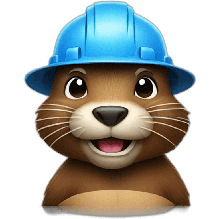 A beaver with a construction hat emoji