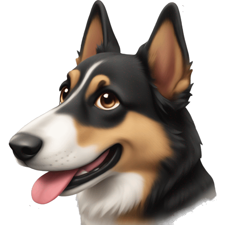 Belguim shepard  with playful tongue emoji