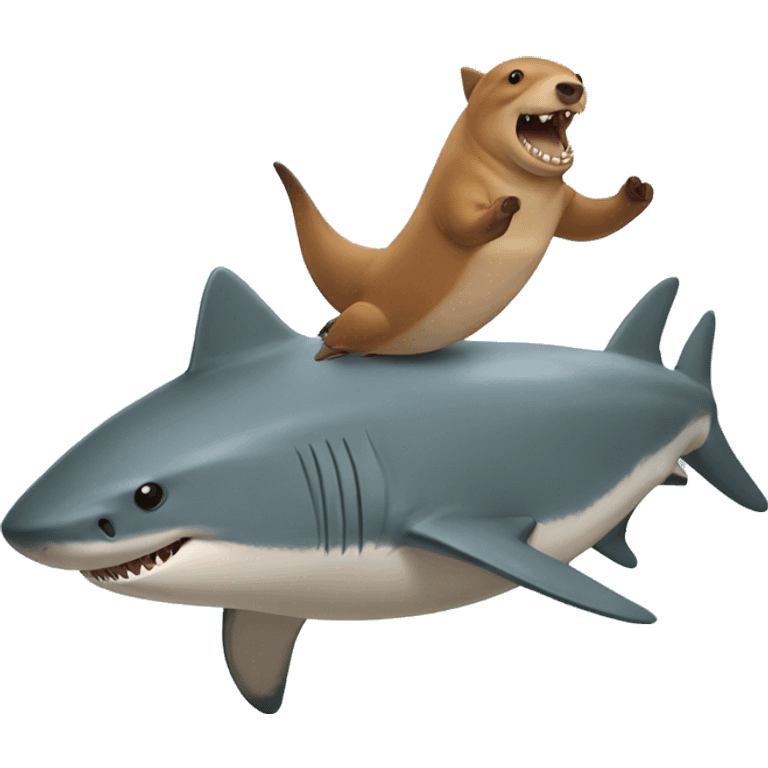 Blue Shark with a capybara riding it emoji