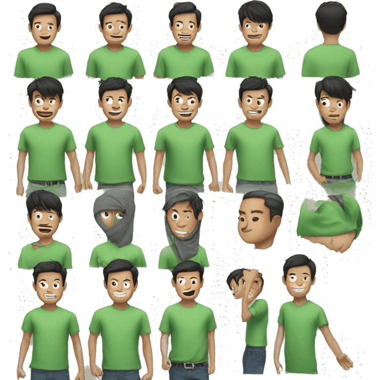 Green shirt men asian men emoji