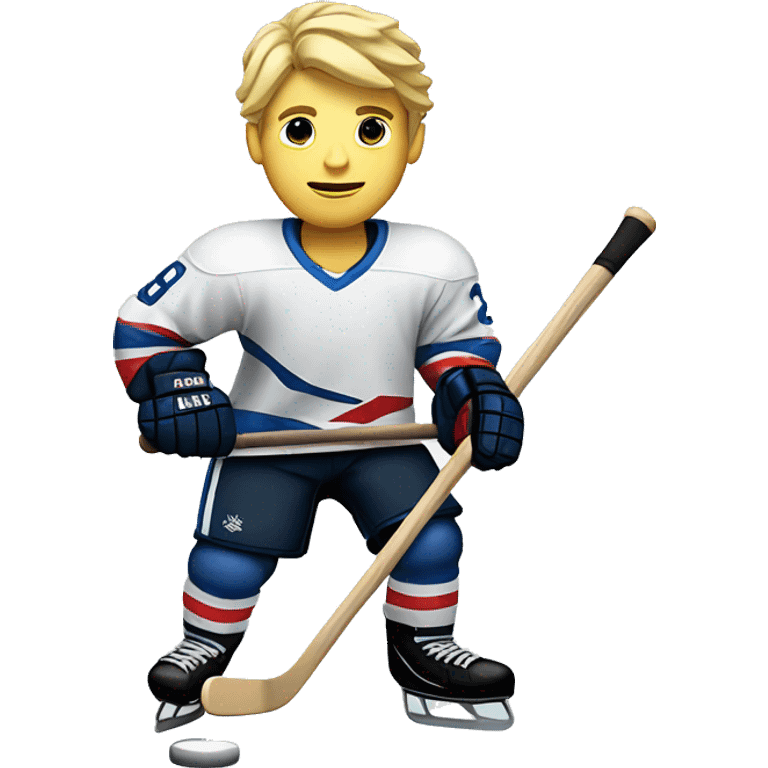 blond hockey player with a stick in his hand emoji