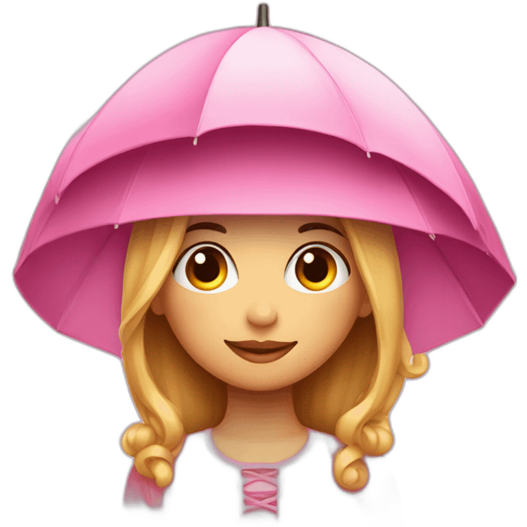 a dreamy girl in a pink hat with an open umbrella emoji