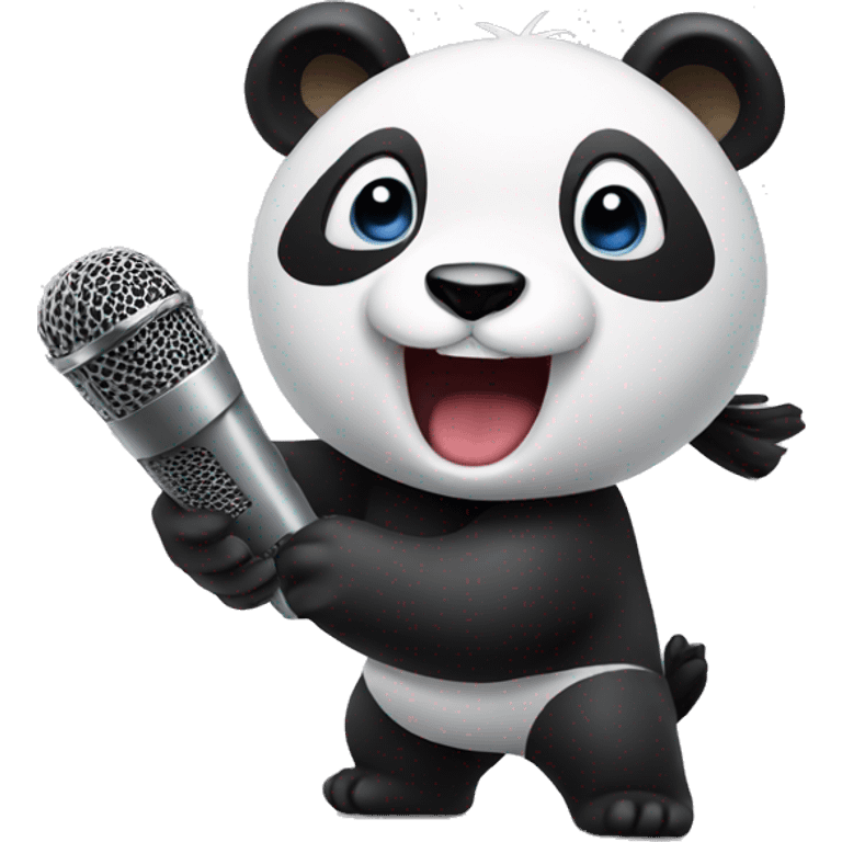 panda hitting microphone emoji