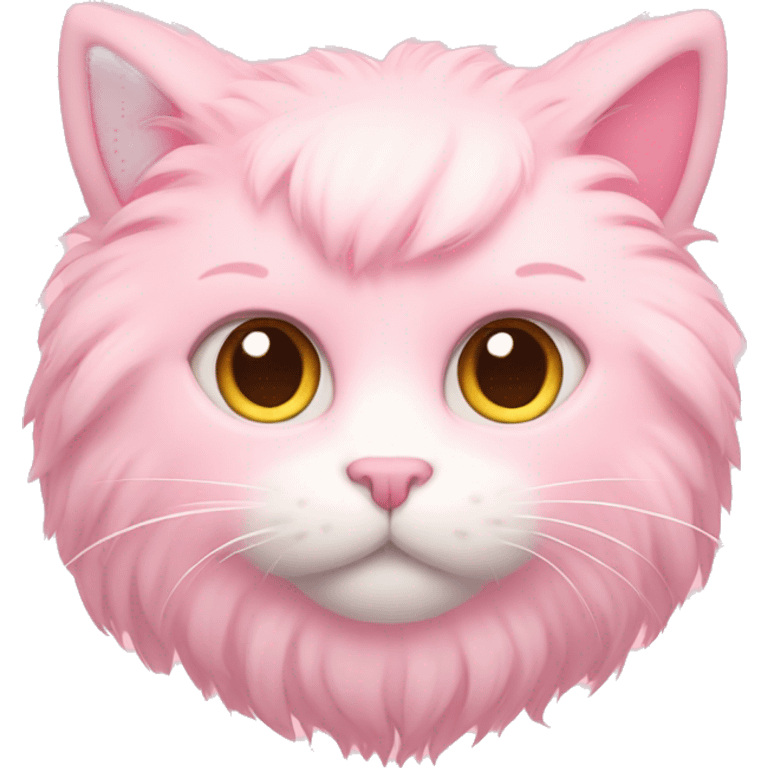 Pastel pink cat fluffy hearts  emoji