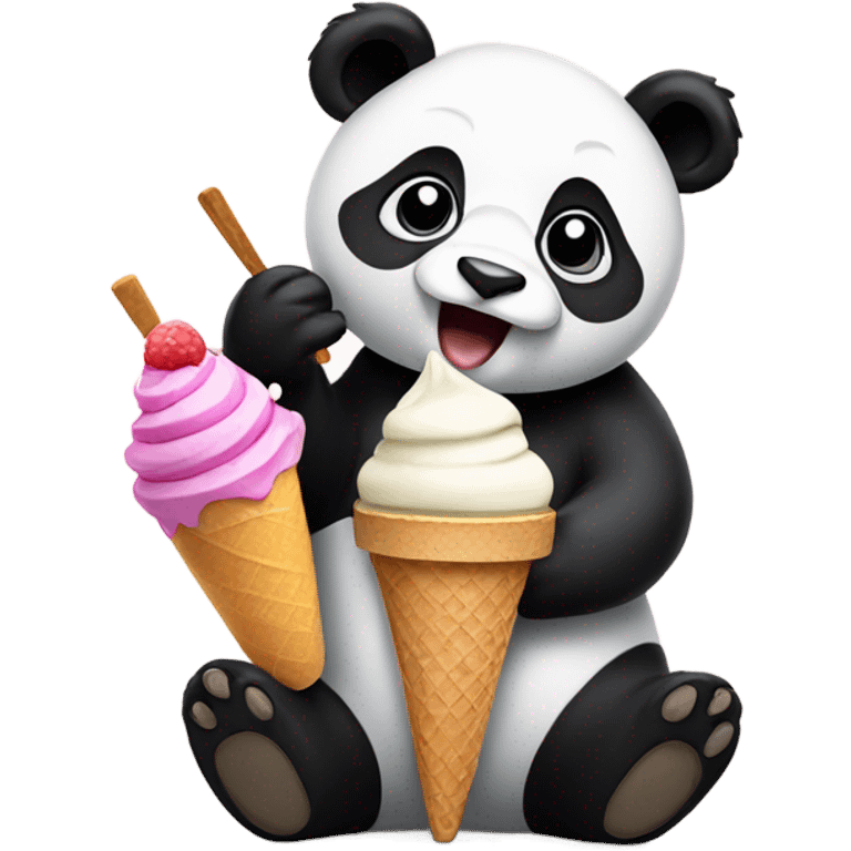 Panda eating ice cream emoji