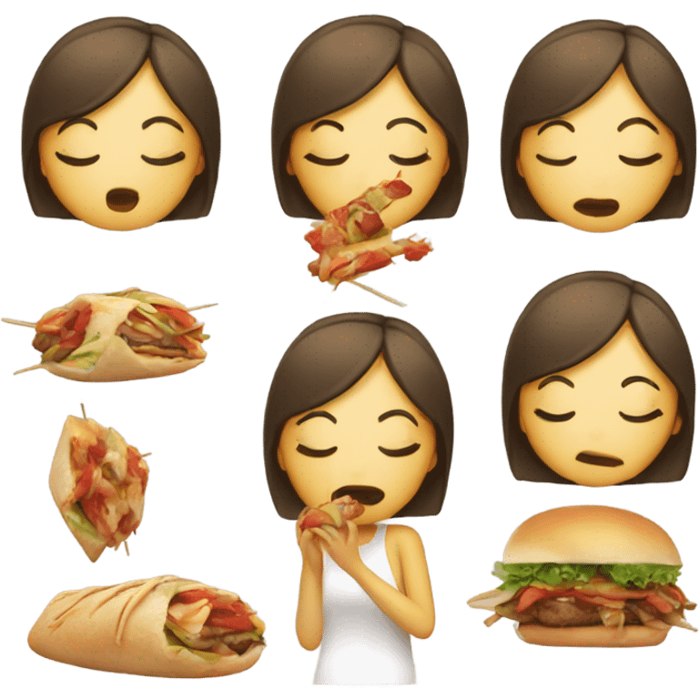 Girl with closed eyes kissing kebab  emoji