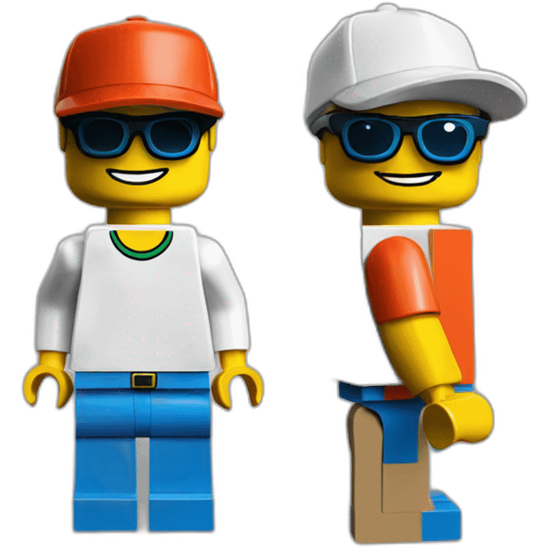 Lego in sport sunglasses and sport cap emoji