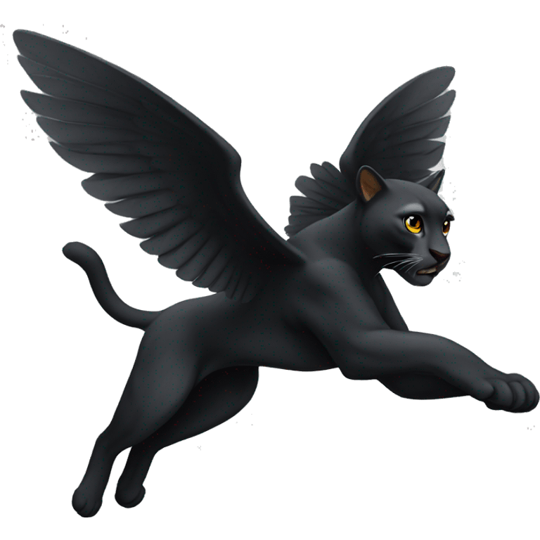 winged black puma flying emoji