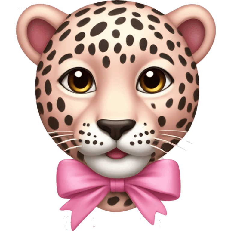 light pink leopard with pink bow emoji