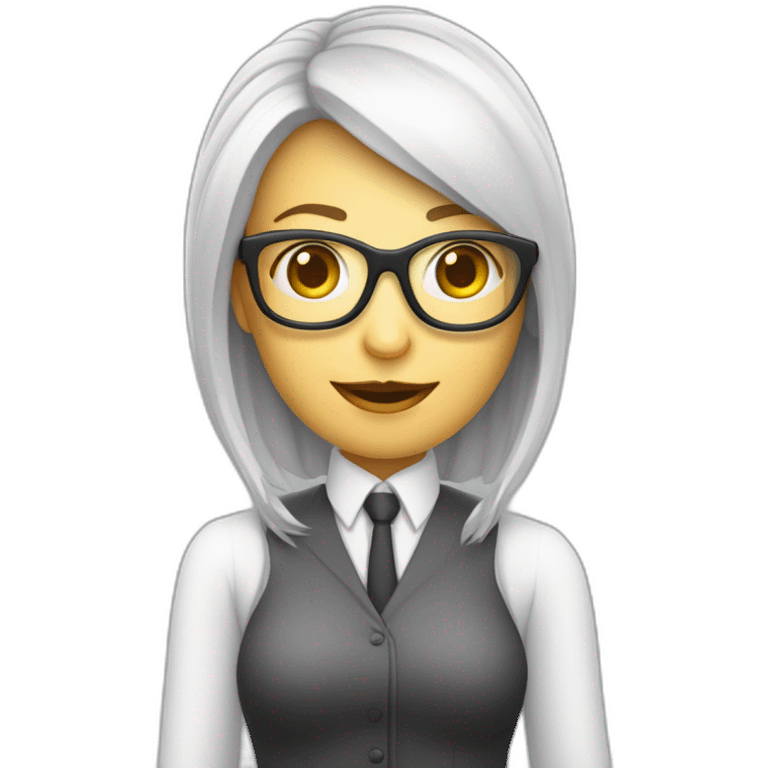 PROFEORA DE COMPUTO CON INTELIGENCIA ARTIFICIAL Y CON LENTES CAB ELLO LARGO emoji