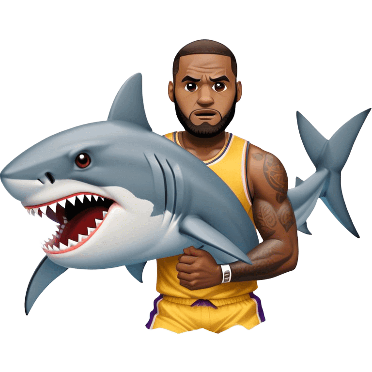 LeBron James fighting a shark emoji