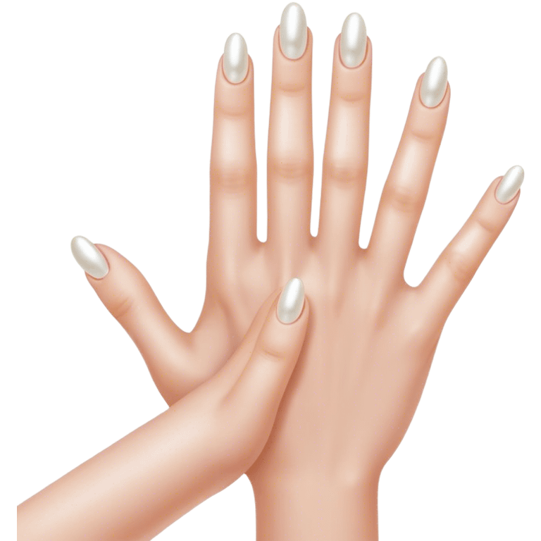 beautiful realistic female hand with five fingers with pearl manicure emoji