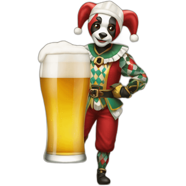 harlequin with beer emoji