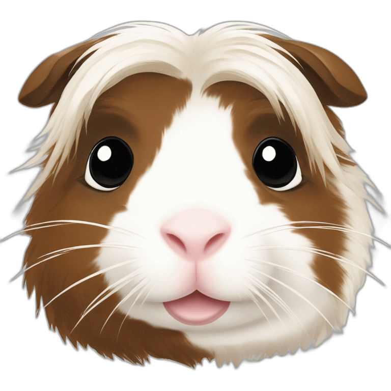 White long hair Guinea pig with large black and brown spots emoji