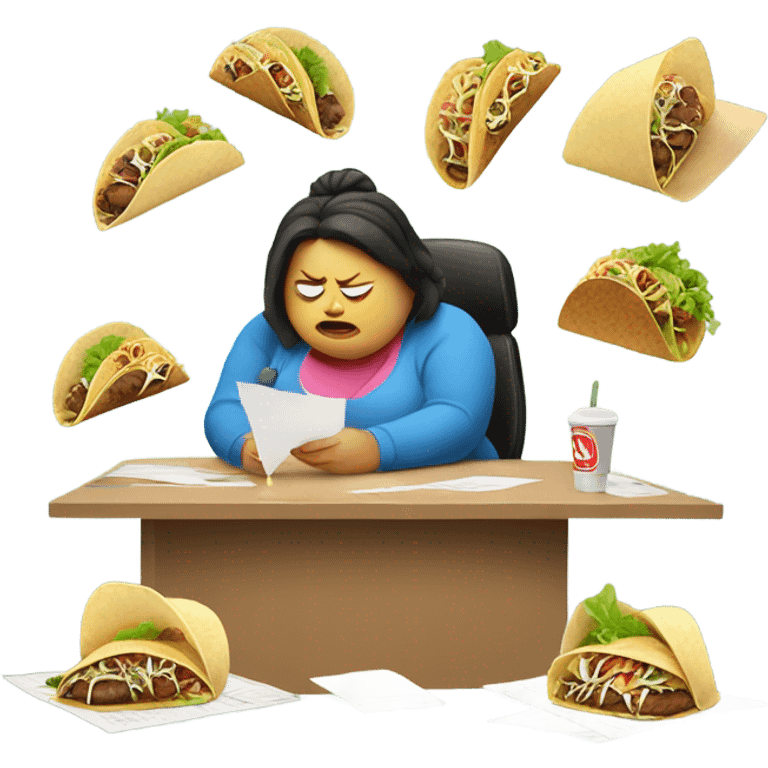 Fat women eating tacos while failing a test emoji