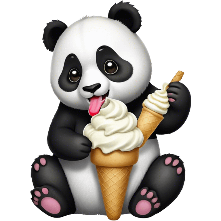 Panda eating ice cream emoji