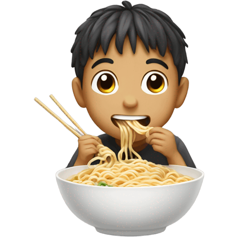 Little boy eating ramen emoji