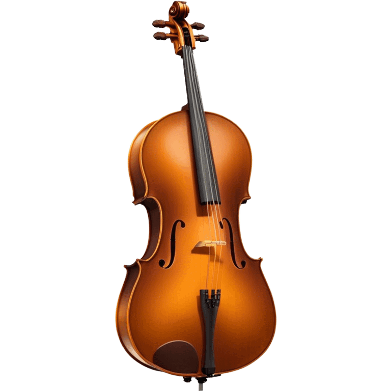 Cinematic Realistic Cello, deep brown polished wood, elegant f-holes creating contrast, warm golden light reflecting off its curves, glowing with depth and a rich musical resonance. emoji