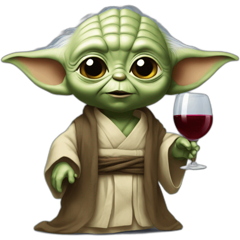 Bebe yoda qui boit du vin emoji