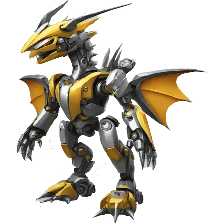 a futuristic mechanical spiky Medabot-Dragon full body emoji