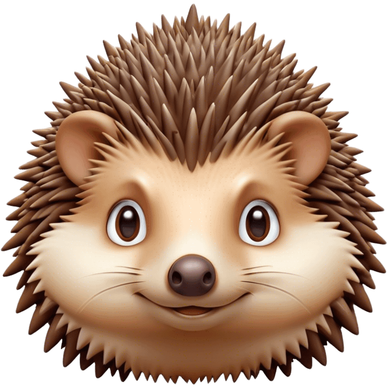 Cinematic Noble Hedgehog Portrait Emoji, Poised and regal, with a compact, spiky build and a rich, earthy Fur of brown spines and a soft underbelly, deep-set soulful beady eyes, Simplified yet sharp and sophisticated features, highly detailed, glowing with a warm, dignified glow, high shine, intelligent and endearing, stylized with an air of woodland charm, focused and attentive, soft glowing outline, capturing the essence of a watchful and confident little hedgehog, so majestic it feels as though it could scurry out of the screen with effortless authority! emoji