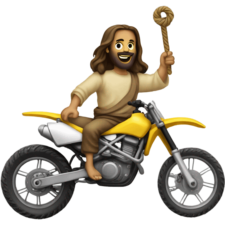 Jesus doing a whip on a dirt bike emoji