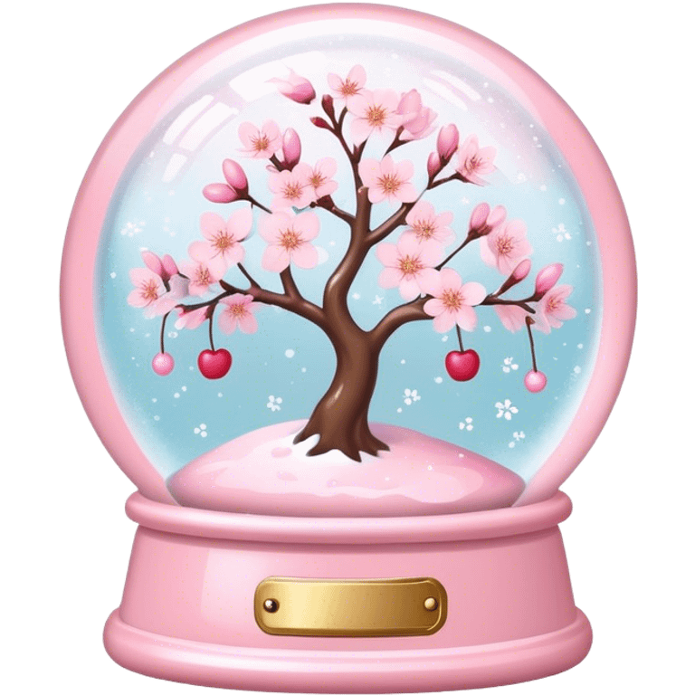 Pastel pink snow globe，Cherry blossom，romantic emoji