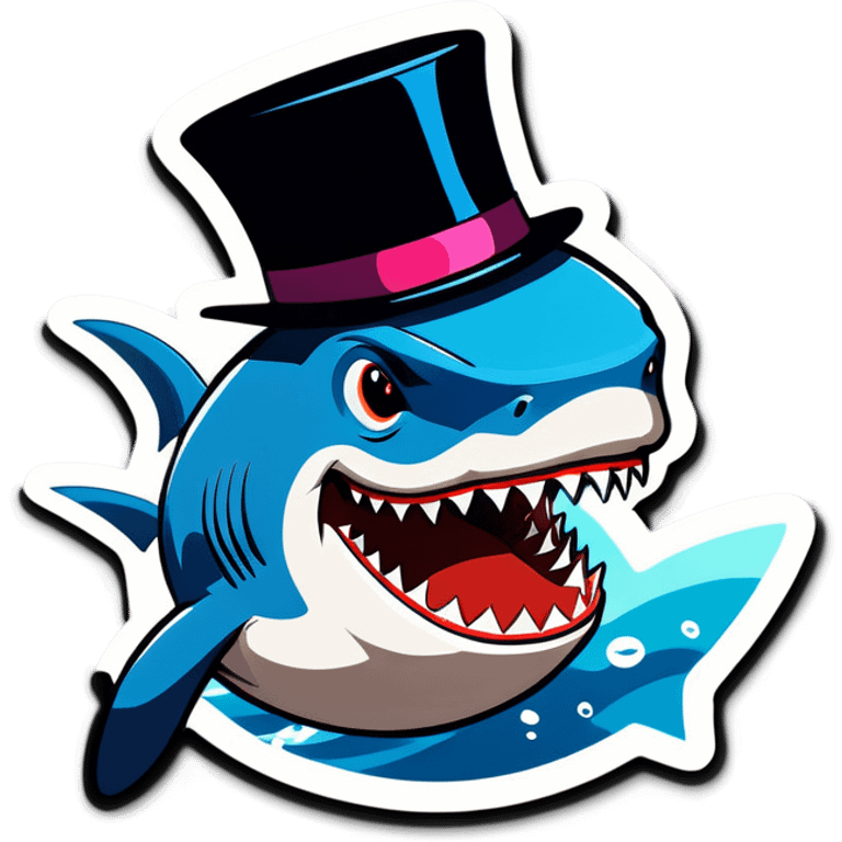 Shark with a top hat emoji