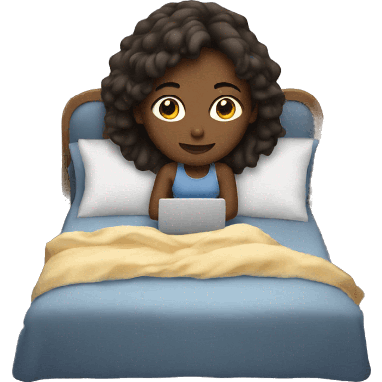 girl in bed with laptop emoji