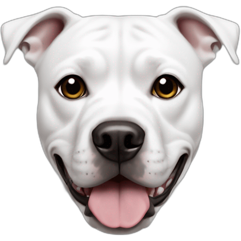 white staffordshire terrier with black eye emoji