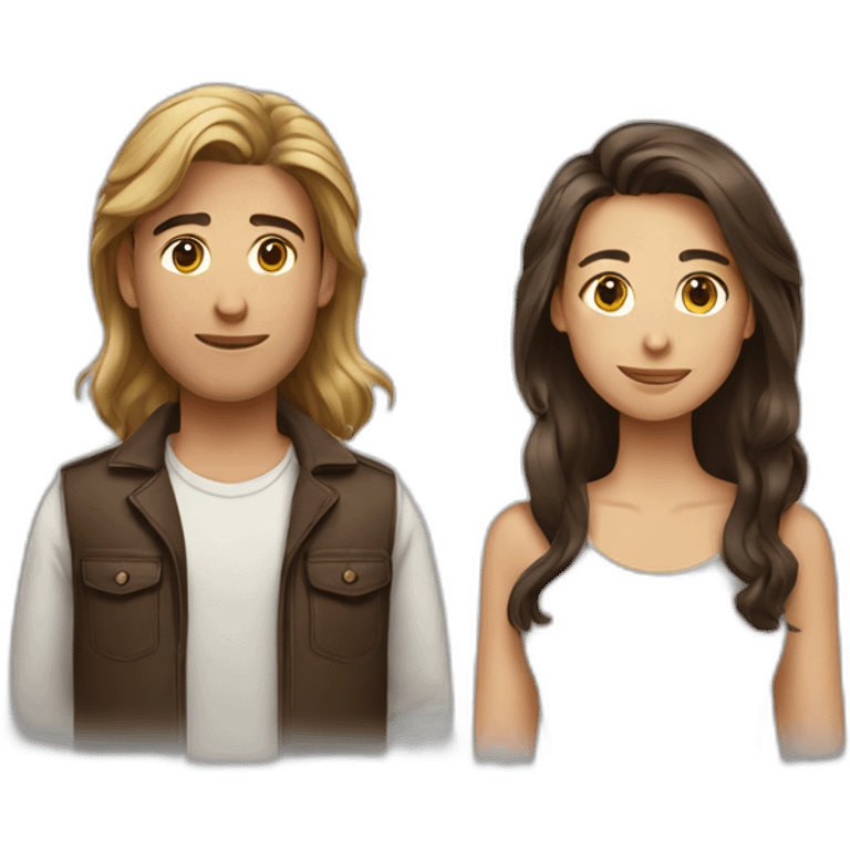 Men with Long hair and girl with brown short hair emoji