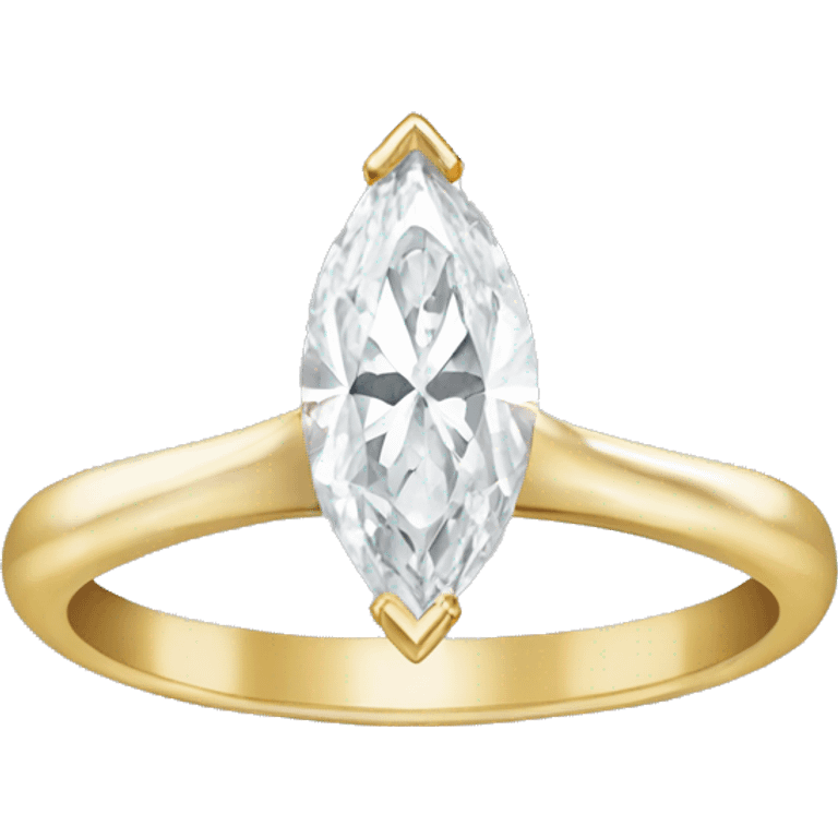 Marquise shaped diamond ring with gold band  emoji